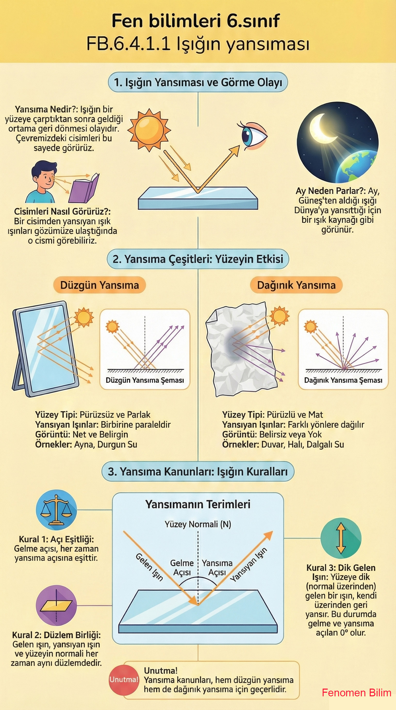 FB.6.4.1.1. Işığın farklı yüzeylerdeki yansıma - Gönderi görseli
