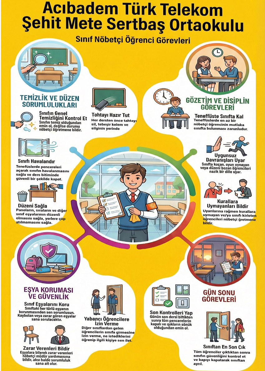 A3 Sınıf Nöbetçi Öğrenci Görevleri - Gönderi görseli