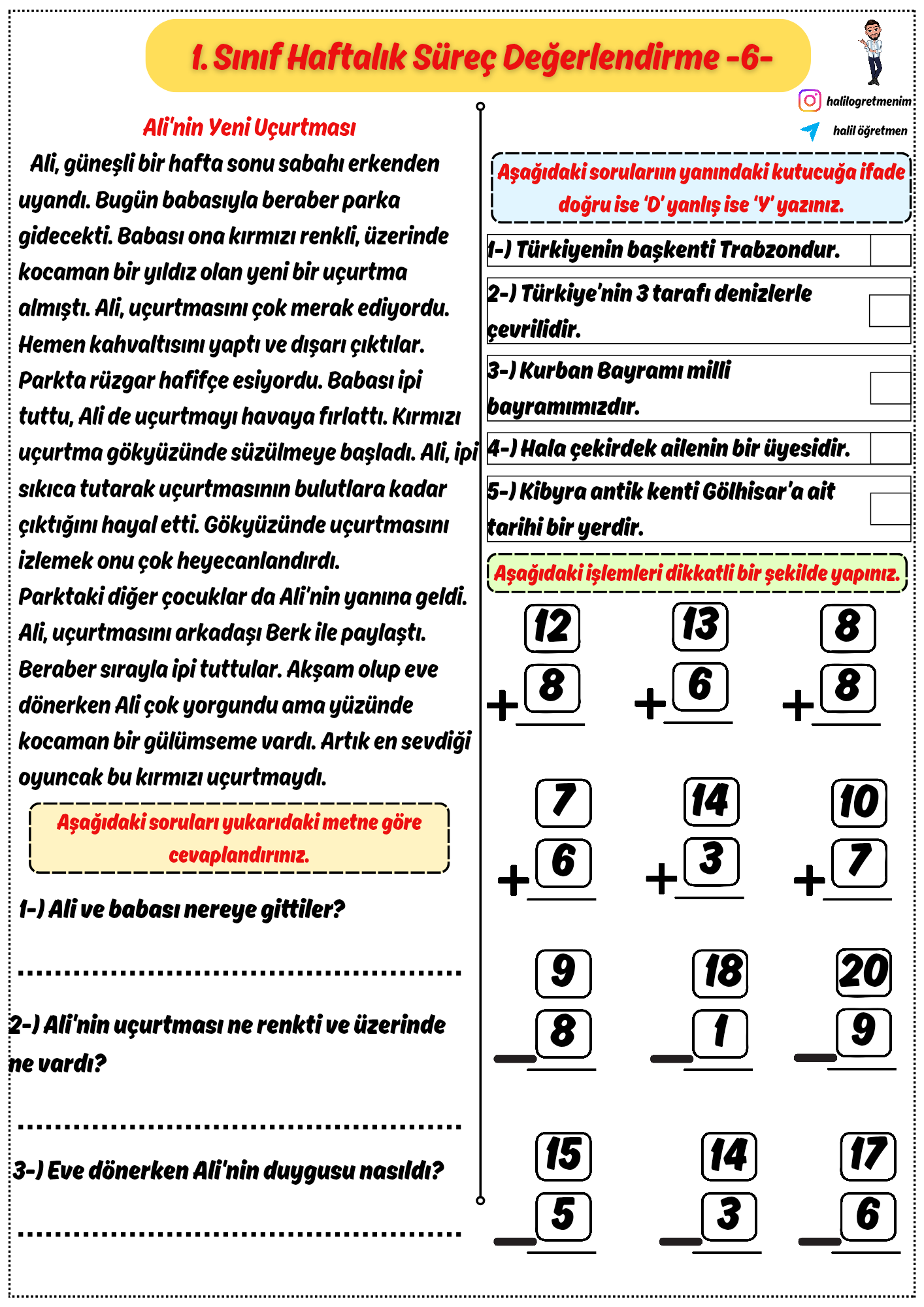 1. SINIF SÜREÇ DEĞERLENDİRME 6 - Gönderi görseli